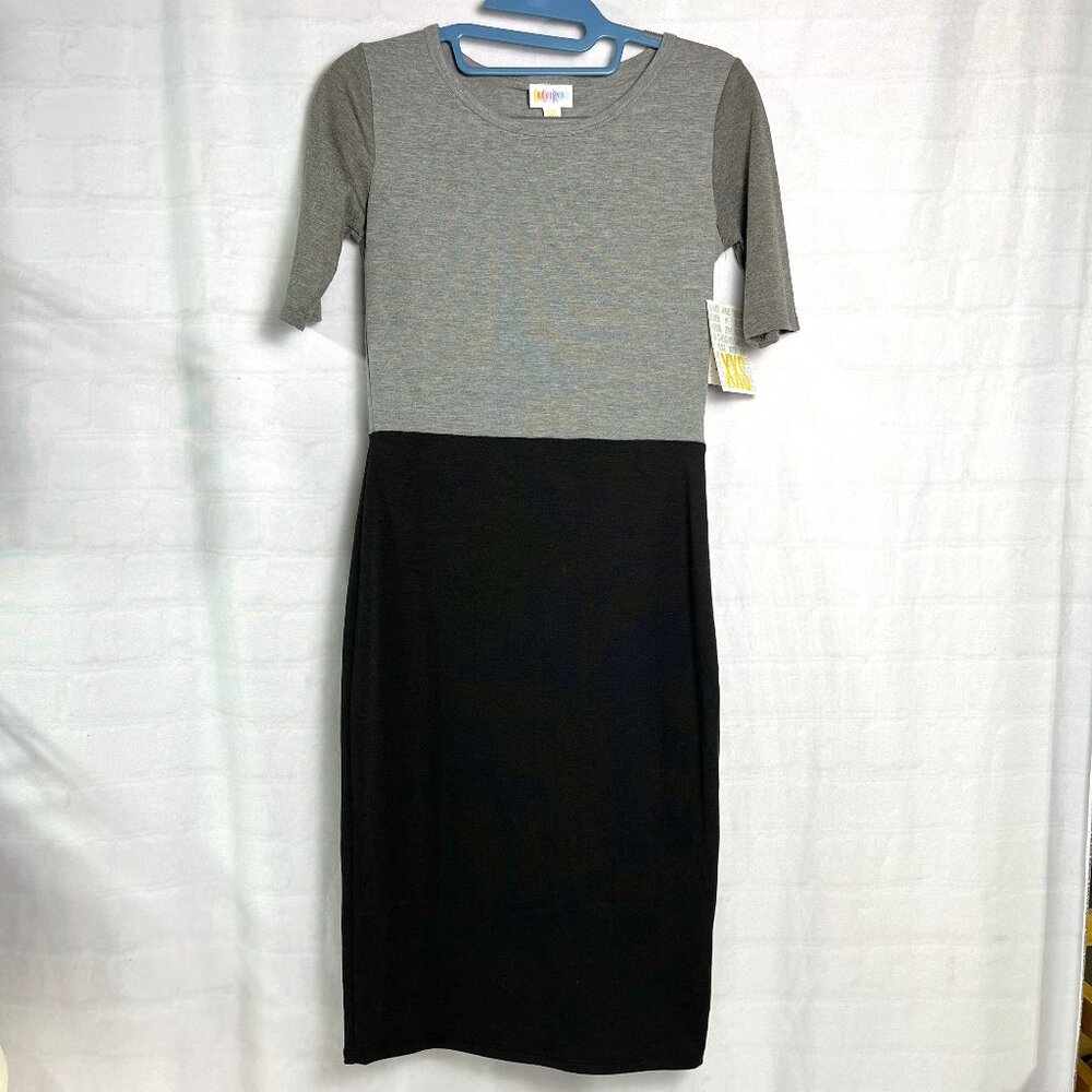 NWT Women's LuLaRoe Black & Gray Julia Dress, Size XX-Small